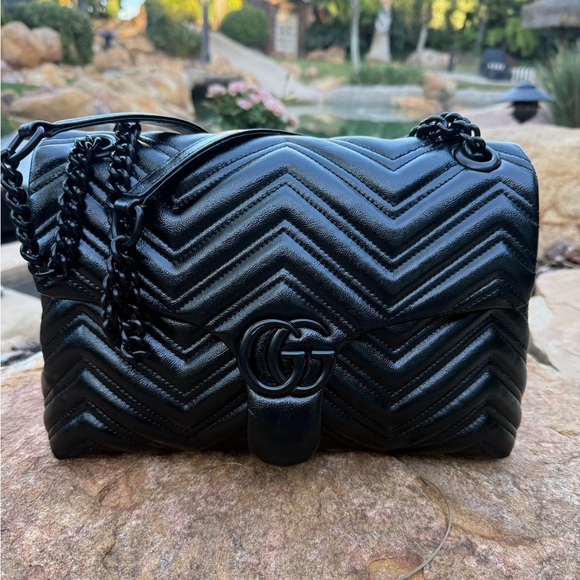 Gucci Handbags - Black GUCCI marmont chevron Quilted shoulder stunning it Bag